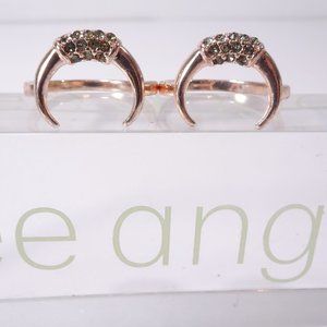 Lee Angel  Curved Crystal Two SeT Ring NWT 98 sz 6